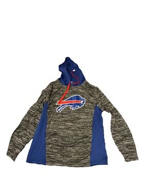 Fanatics Buffalo Bills Gray Marled Crewneck Hoodie with Blue Panels